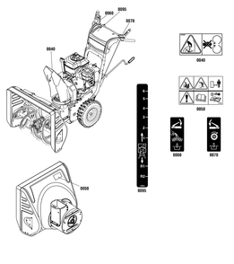 Decals Group Diagram and Parts List for 1696568-00 2015 Briggs and Stratton Snow Blower
